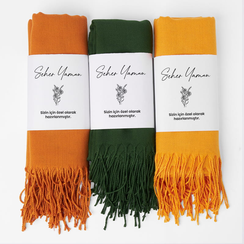 Ballı Çiçek Tasarımlı Kişiye Özel Kuşaklı Şal