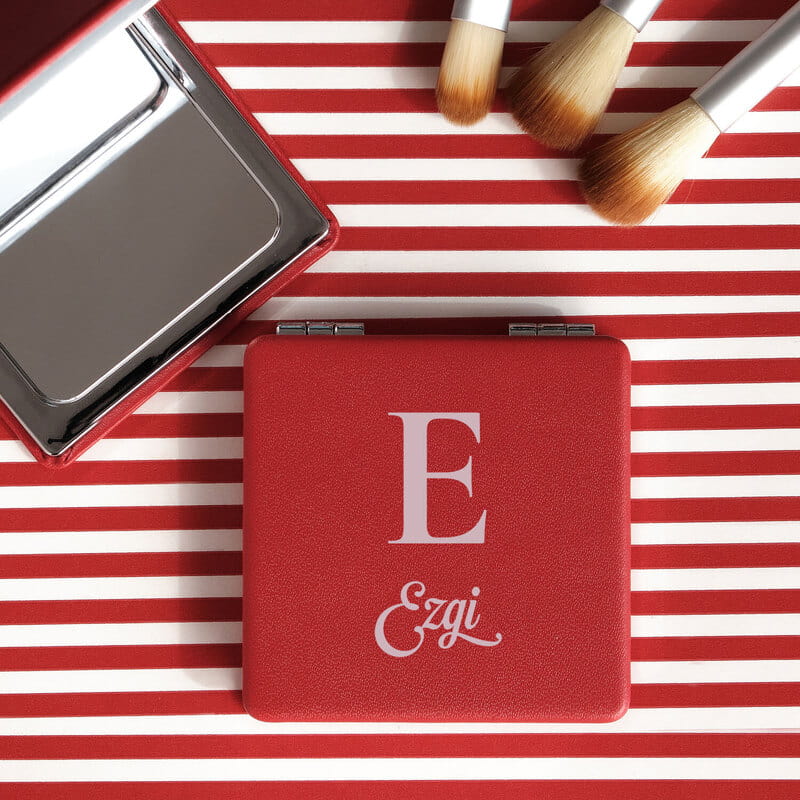 Baş Harf ve İsim Yazılı Kapaklı El Aynası