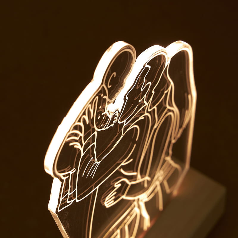 Benim Güzel Ailem Line Art Tasarımlı Led Lamba