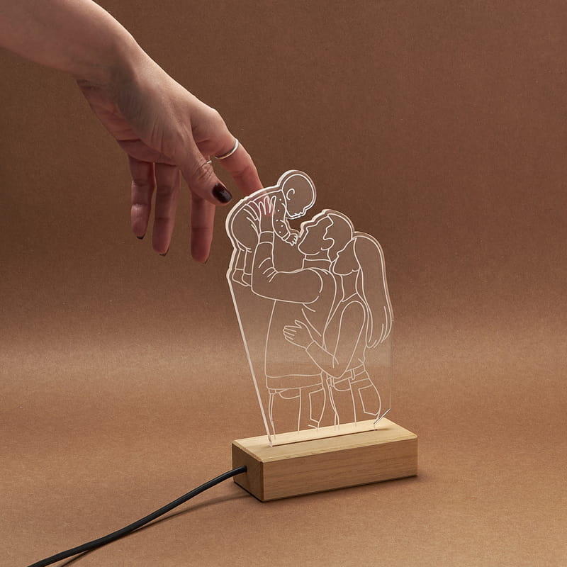 Benim Güzel Ailem Line Art Tasarımlı Led Lamba