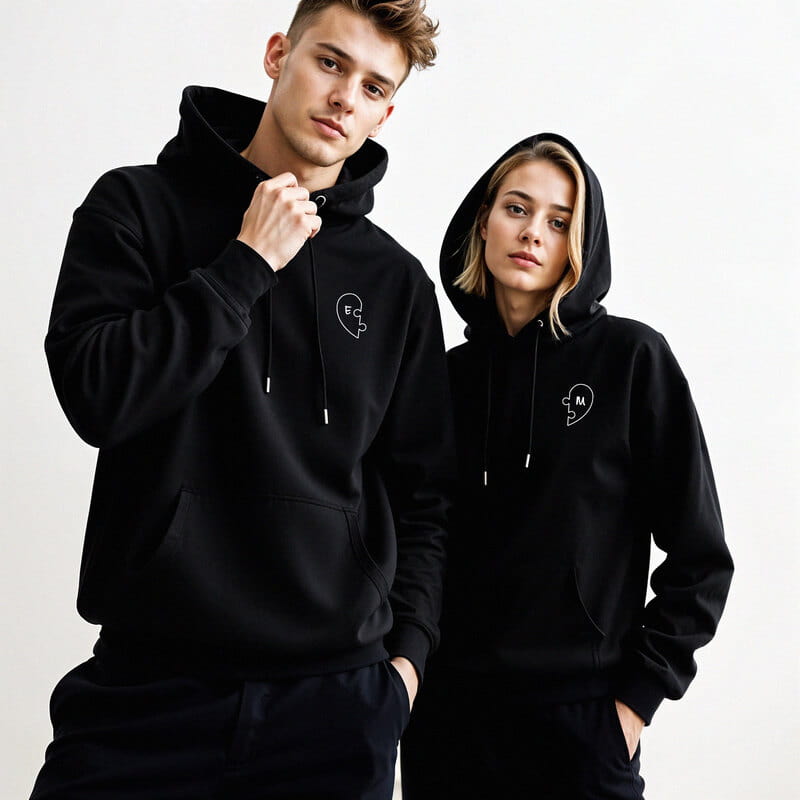 Birleşen Harf Kalpler Sweatshirt Sevgili Kombini