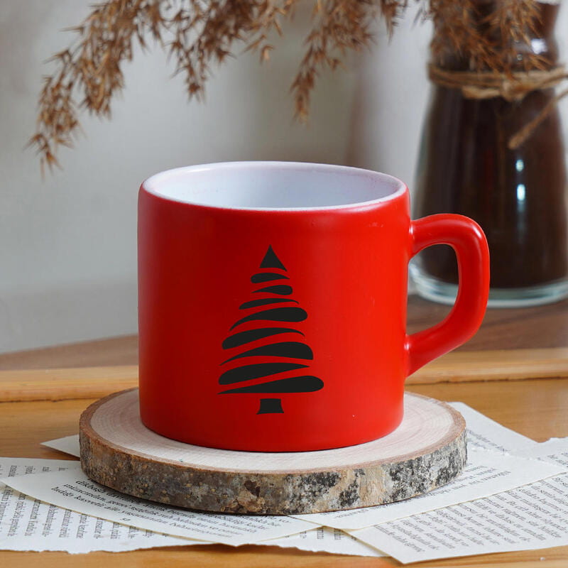 Çam Ağacı Tasarımlı Frencpress Fincan Dünya Kahvesi Yılbaşı Hediye Kutusu