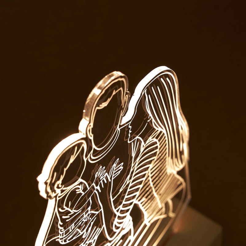 Canım Ailem Fotoğraflı Line Art Led Lamba