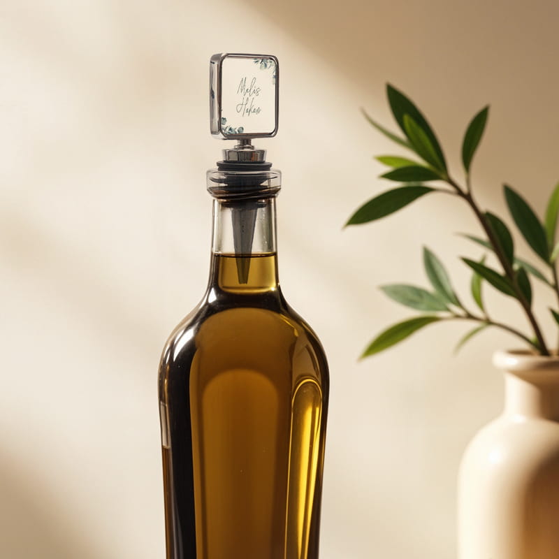 Çiçek Tasarımlı İsim Özelleştirmeli Şarap Tıpası