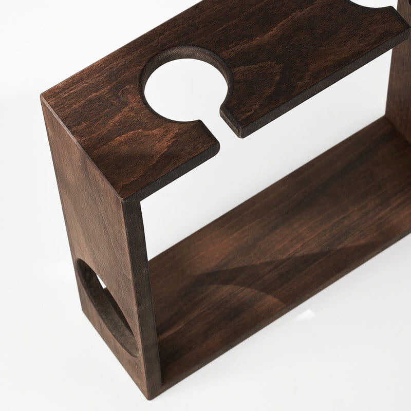 Çiftlere Özel 2'li Şarap Kadehi ve Ahşap Stand Seti