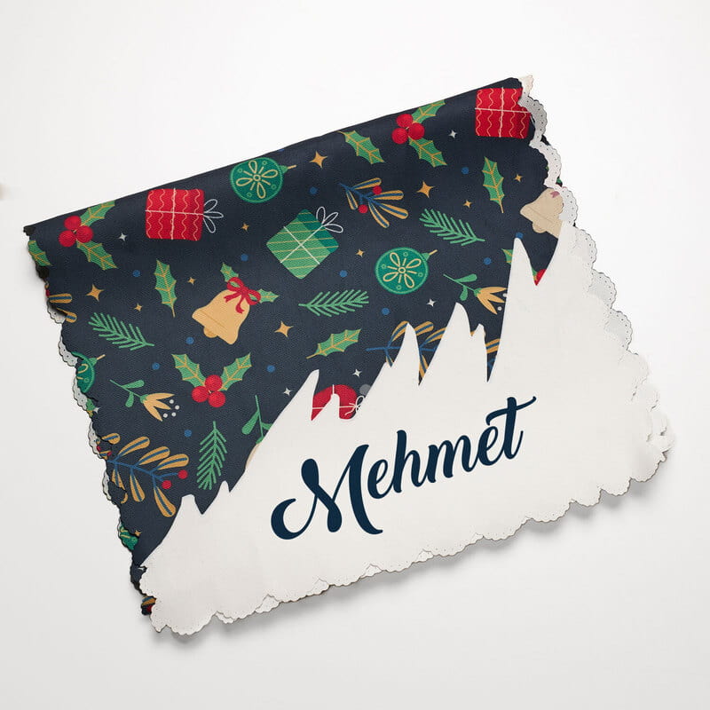 Çiftlere Özel İsimli Yeni Yıl Masa Örtüsü Runner