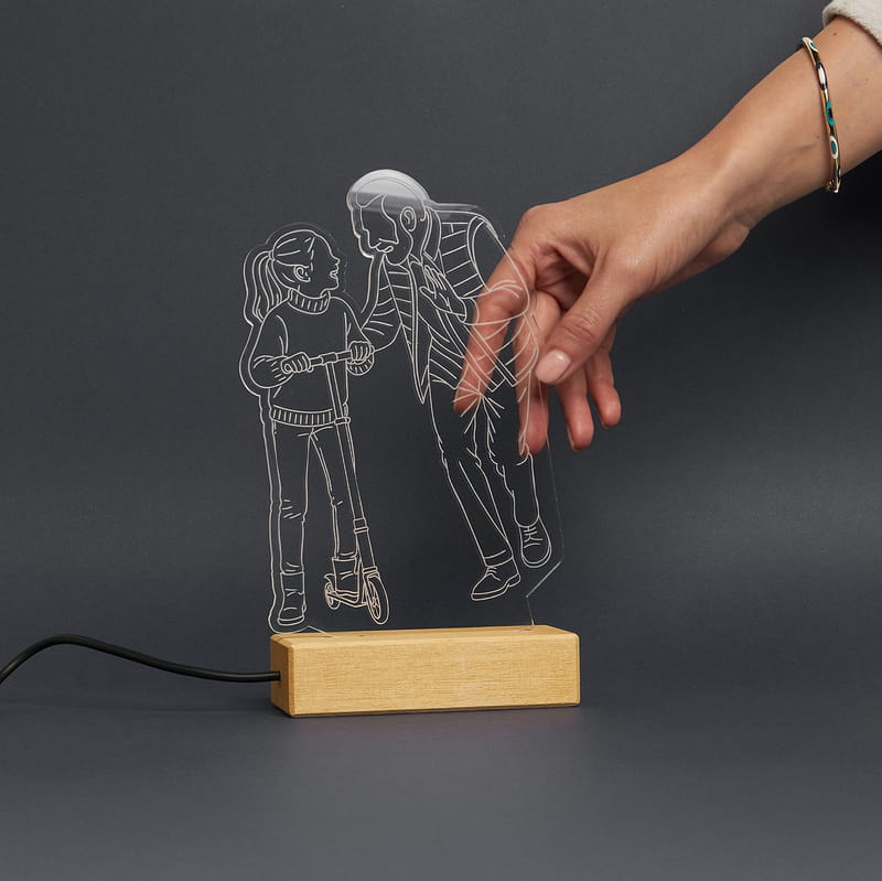 Dedeye Hediye Babalar Günü Line Art Led Lamba