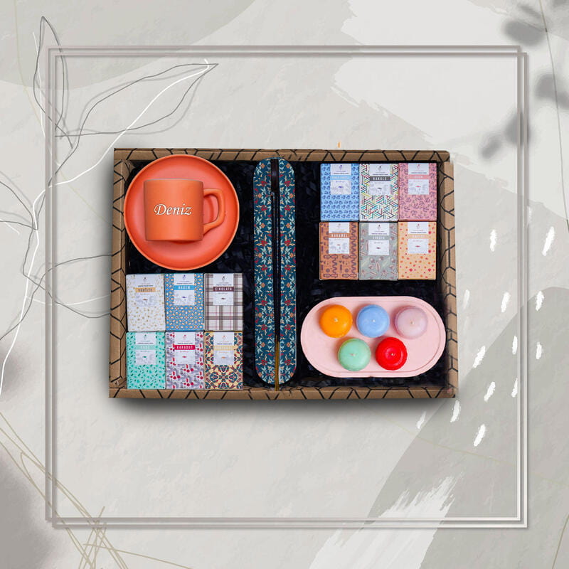 Doğum Günü Hediyesi Türk Kahvesi Deneyim Kiti Fincan Tütsü Mum Hediye Kutusu