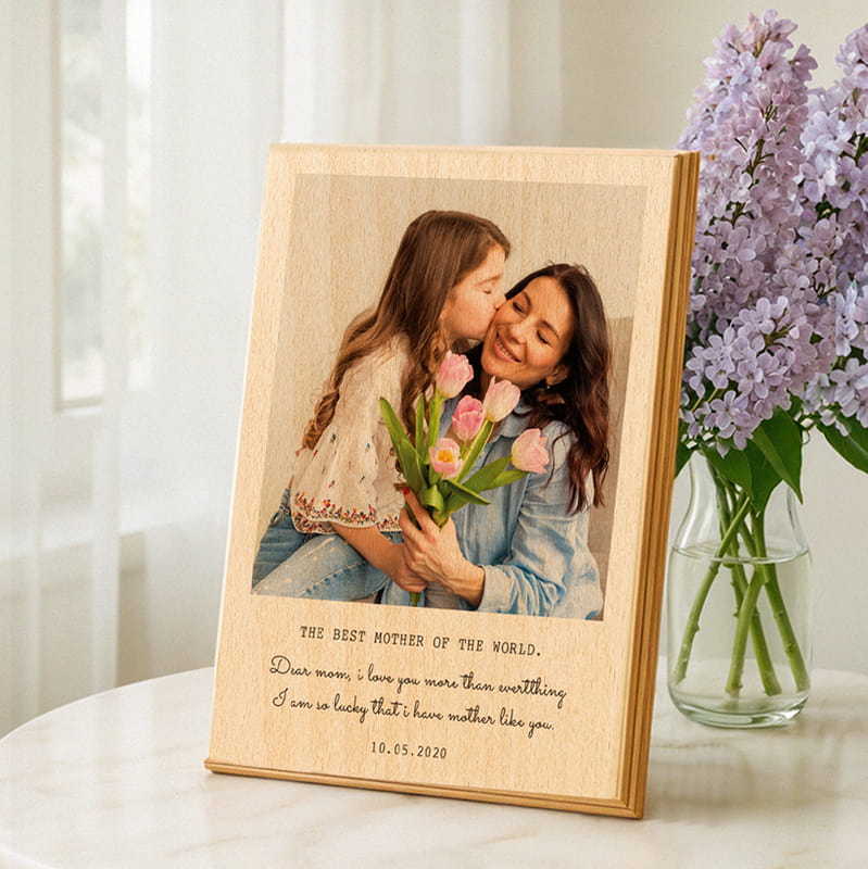 Dünyanın En İyi Annesine Hediye Mini Ahşap Foto