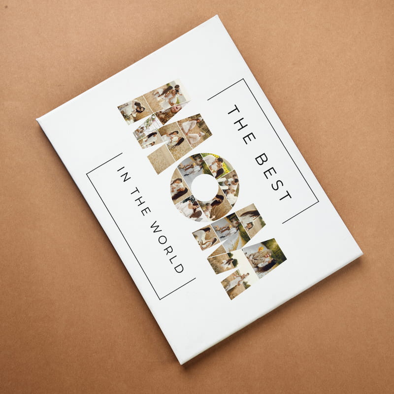 Dünyanın En İyi Annesine MOM Kolaj Fotoğraflı Kanvas Tablo - 30x40