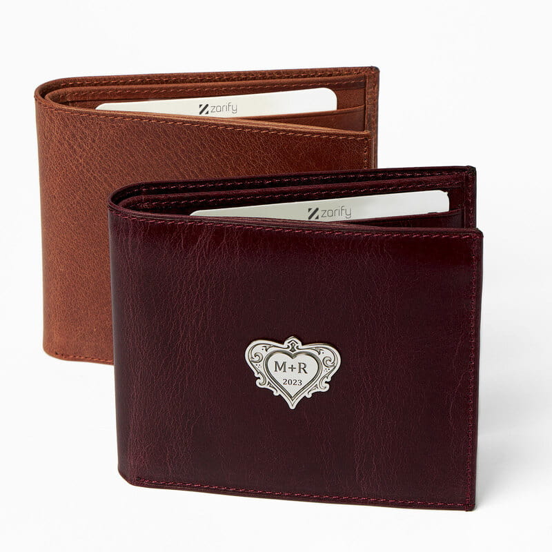 Erkek Arkadaşa Hediye Gümüş Rozetli Kişiselleştirilebilir Cüzdan