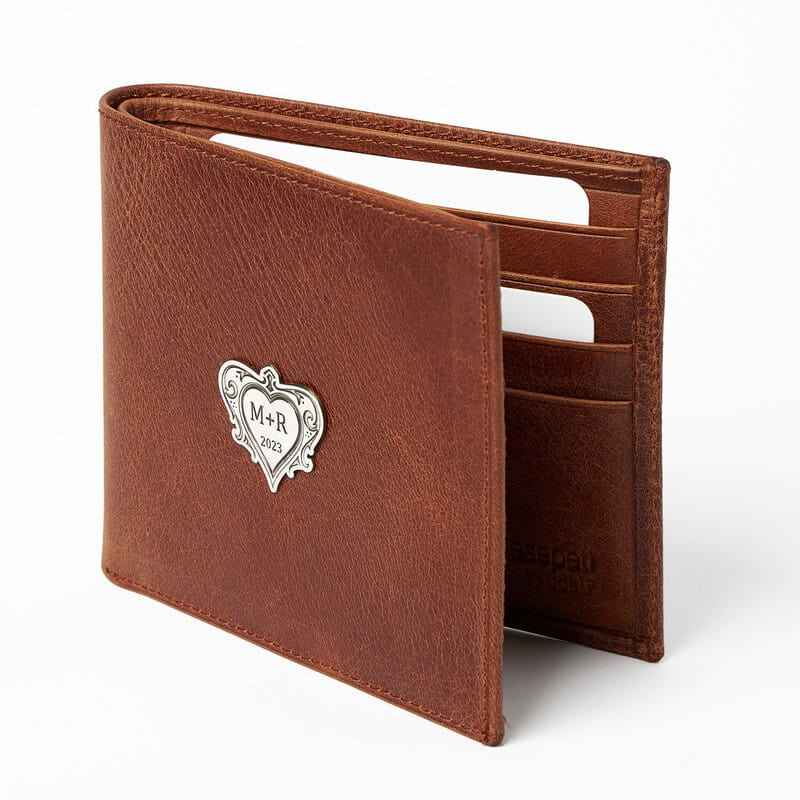 Erkek Arkadaşa Hediye Gümüş Rozetli Kişiselleştirilebilir Cüzdan