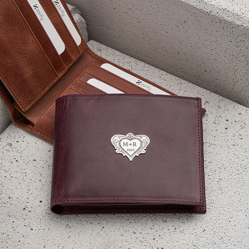 Erkek Arkadaşa Hediye Gümüş Rozetli Kişiselleştirilebilir Cüzdan