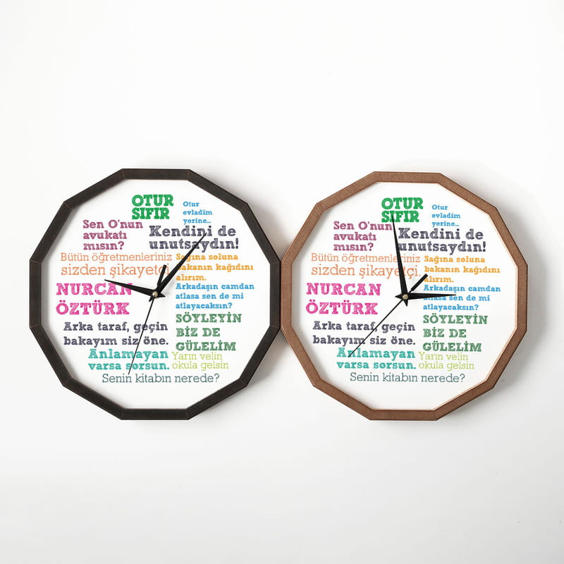 Esprili Öğretmen Sözleri Ahşap Duvar Saati