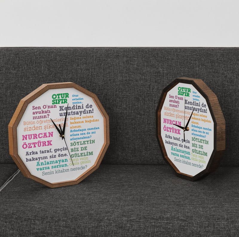 Esprili Öğretmen Sözleri Ahşap Duvar Saati