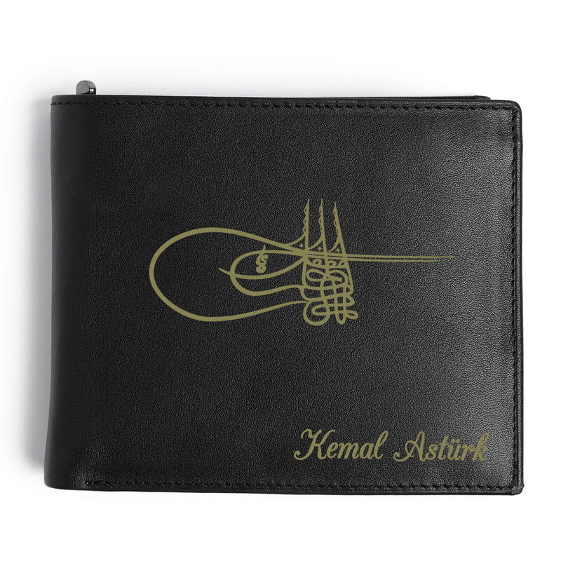 Fatih Sultan Mehmet Tuğralı Deri Cüzdan - Hakiki Deri