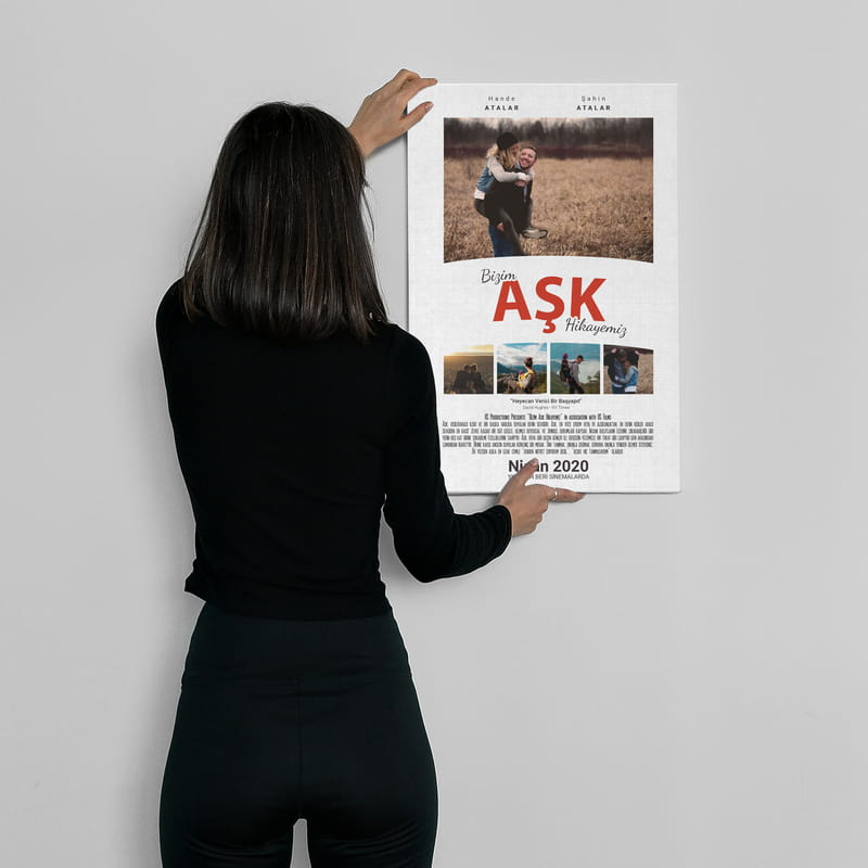 Film Afişi Tasarımlı Fotoğraf ve İsim Baskılı 40x60 Kanvas