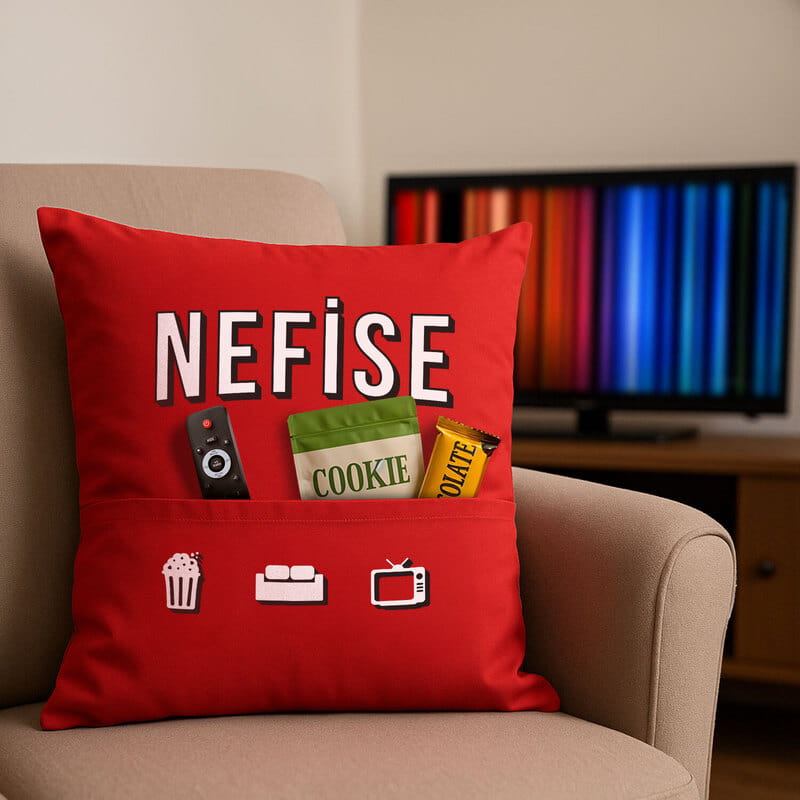 Film Sever Anneler İçin Kişiye Özel Cepli Yastık