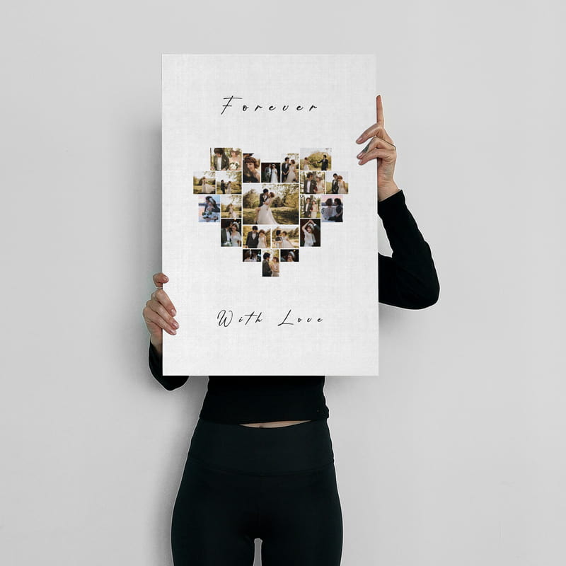 Forever With Love Kalp Kolaj Fotoğraf Basklı 40x60 Kanvas Tablo