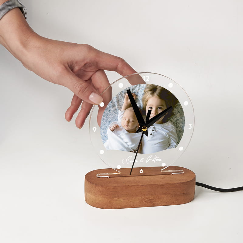 Fotoğraf & İsimli Saatli Masaüstü Led Lamba