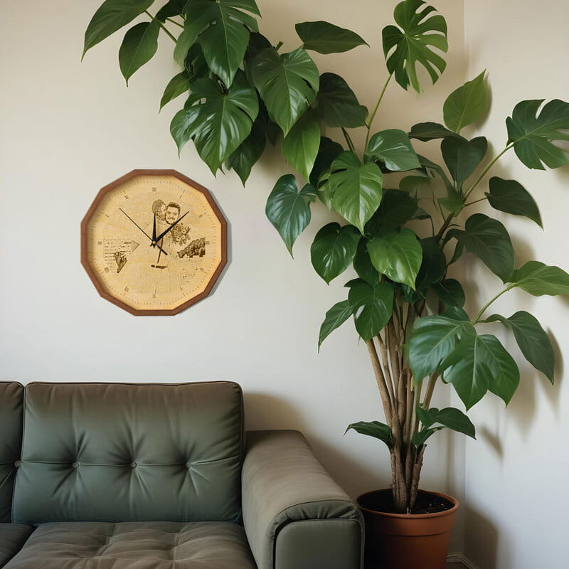 Fotoğraf İşlemeli Ahşap Dekoratif Duvar Saati