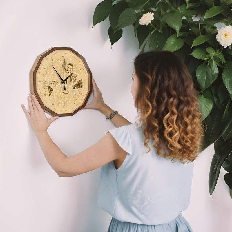 Fotoğraf İşlemeli Ahşap Dekoratif Duvar Saati