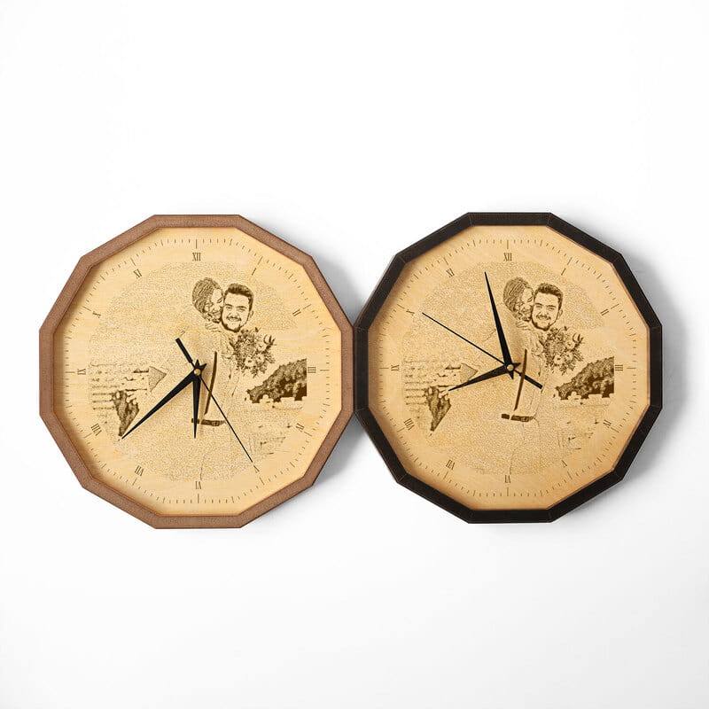 Fotoğraf İşlemeli Ahşap Dekoratif Duvar Saati