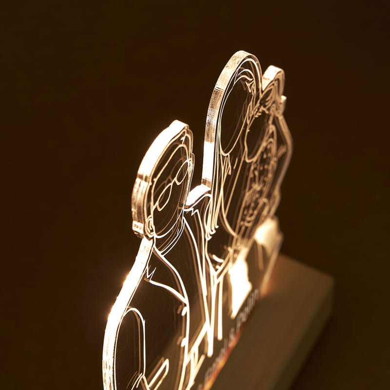 Fotoğrafınıza Özel Aile İsimli Line Art Dekoratif Led Lamba