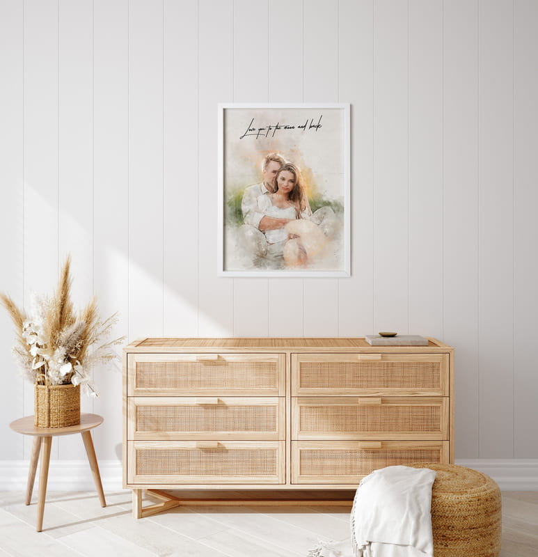 Fotoğrafınıza Özel Suluboya Fotoğraf Çerçevesi - 30x40 Duvar Yapışkanlı