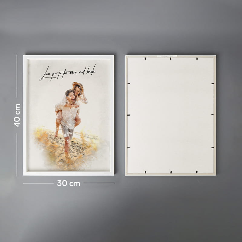 Fotoğrafınıza Özel Suluboya Fotoğraf Çerçevesi - 30x40 Duvar Yapışkanlı