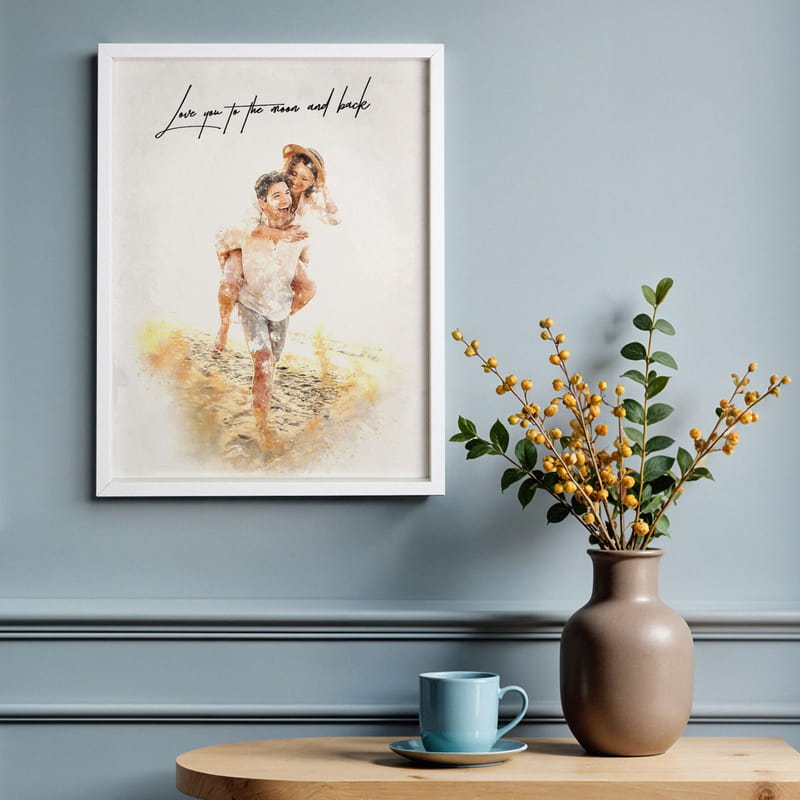 Fotoğrafınıza Özel Suluboya Fotoğraf Çerçevesi - 30x40 Duvar Yapışkanlı