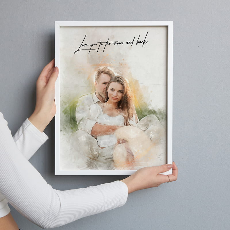 Fotoğrafınıza Özel Suluboya Fotoğraf Çerçevesi - 30x40 Duvar Yapışkanlı