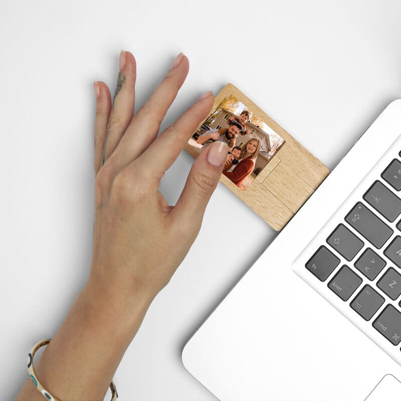 Fotoğraflı Bambu 32 USB Bellek