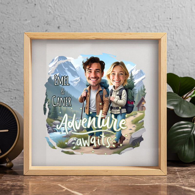 Gezgin Çiftlere Özel Karikatür Tasarımlı Bilet Birikim Kumbarası