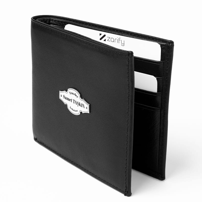 Gezginlere Özel Gümüş İşlemeli İsimli Deri Cüzdan