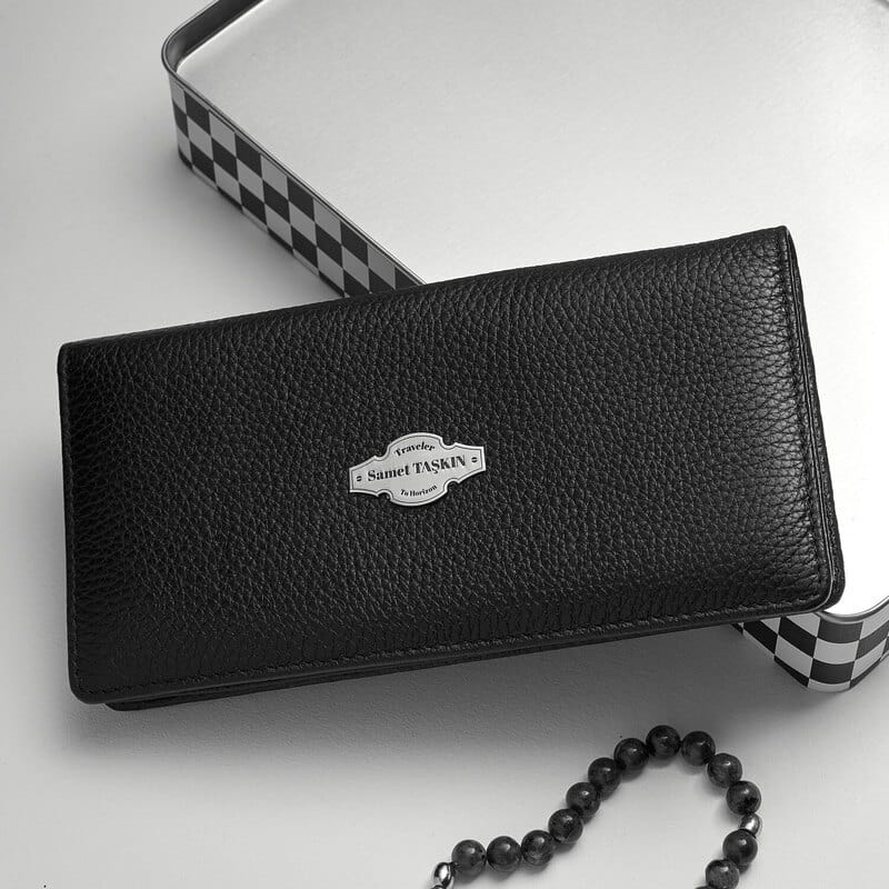 Gezginlere Özel Gümüş İşlemeli İsme Özel Cüzdan