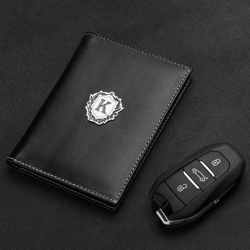 Gümüş Arma Harf Özelleştirmeli Deri Ruhsatlık