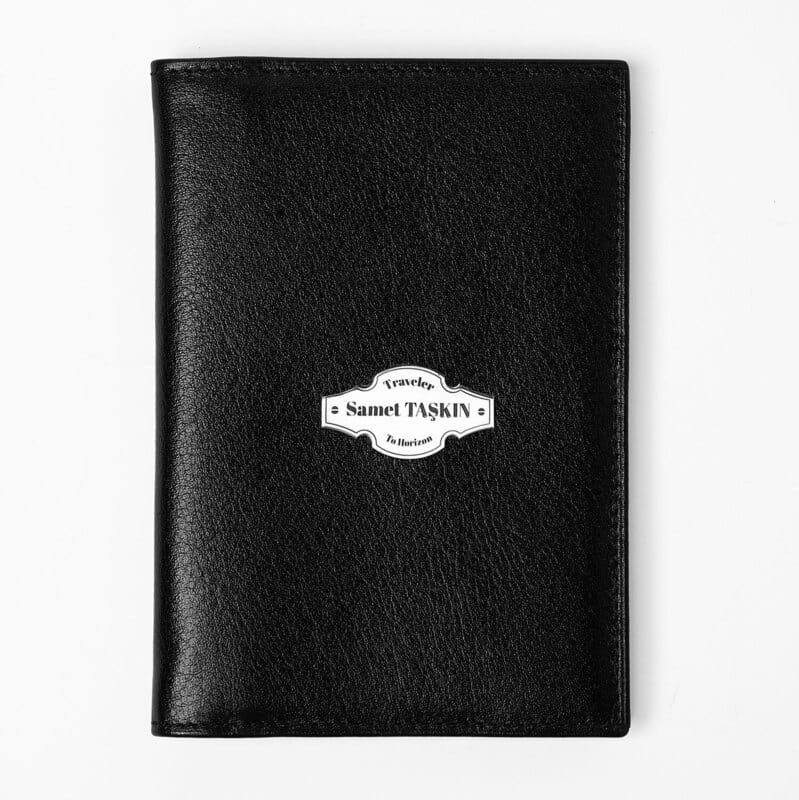 Gümüş Armalı İsme Özel Deri Pasaport Cüzdanı