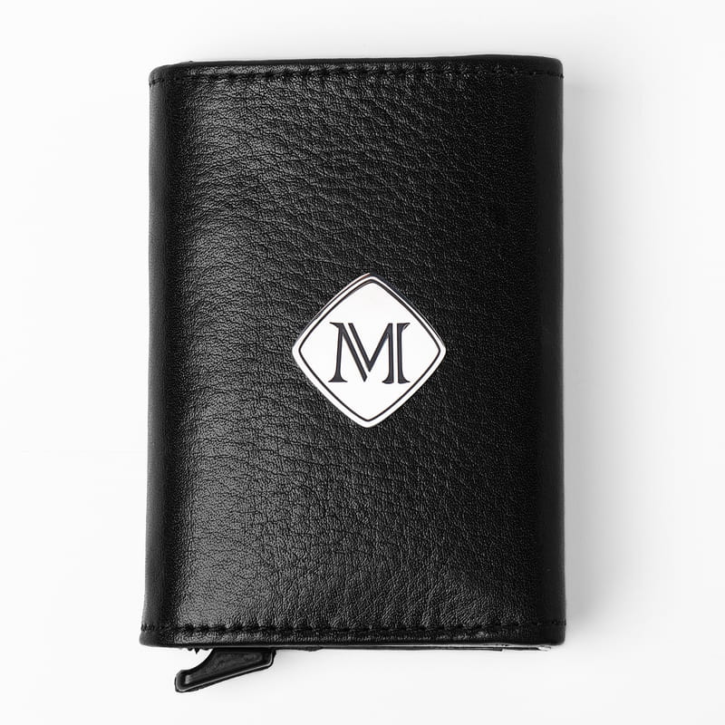 Gümüş Harf Arma İşlemeli Otomatik Deri Cüzdan