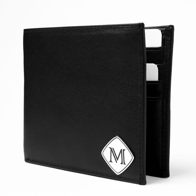 Gümüş Harf İşlemeli Hakiki Erkek Deri Cüzdan