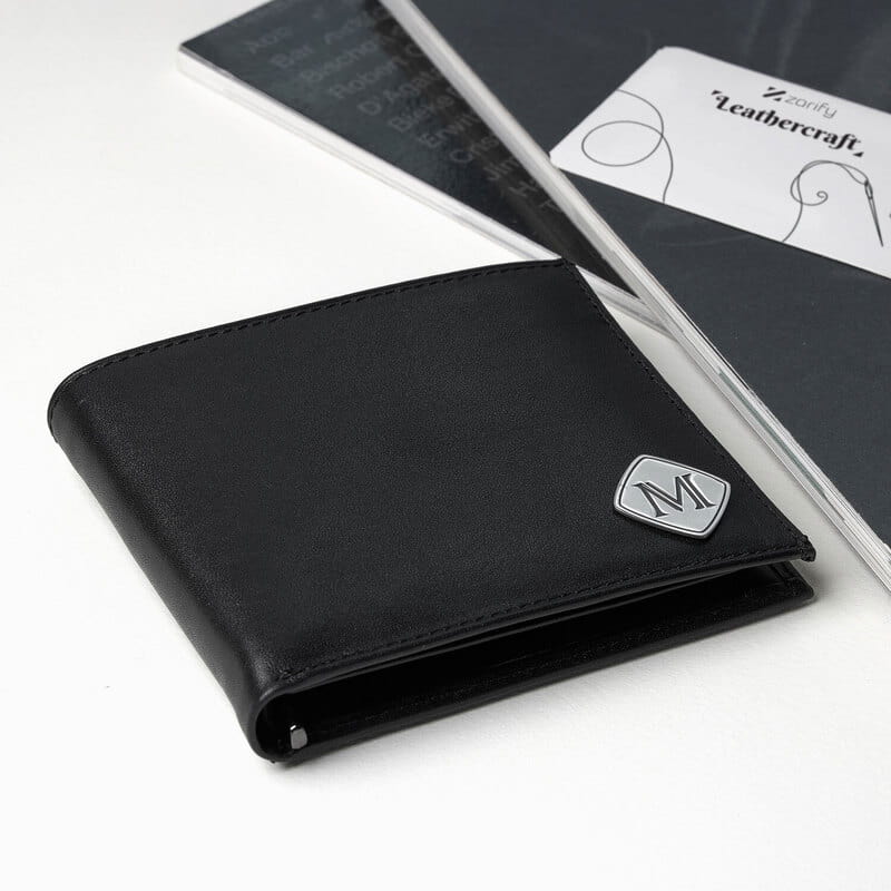 Gümüş Harf İşlemeli Hakiki Erkek Deri Cüzdan