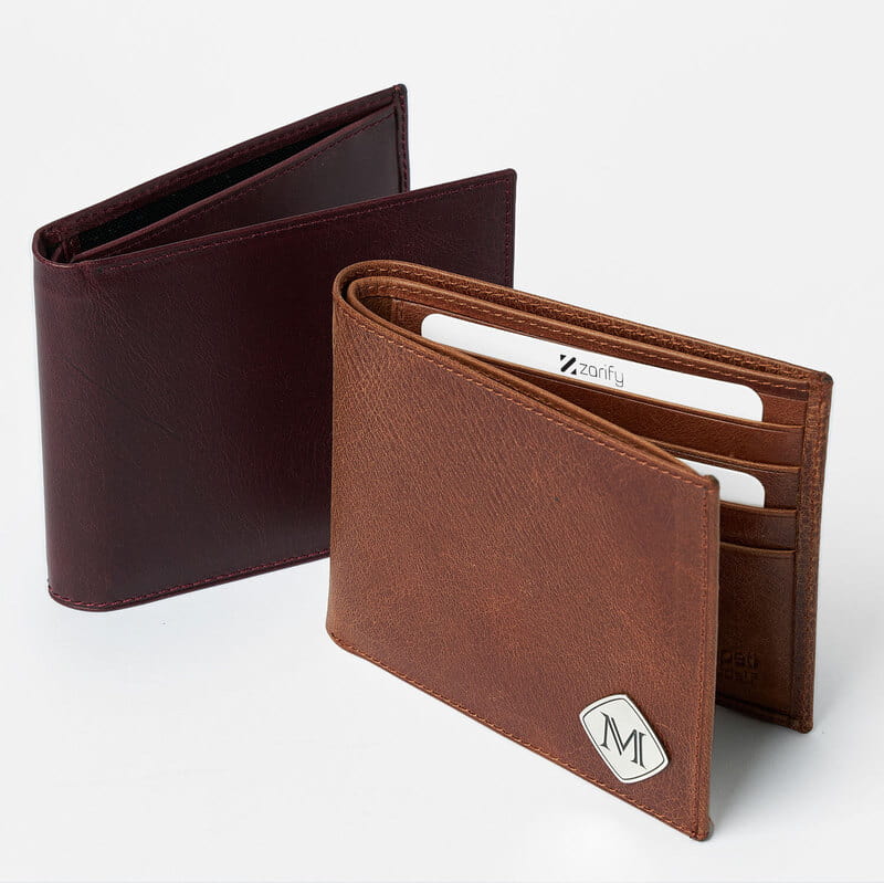 Gümüş Harf İşlemeli Vintage Deri Cüzdan