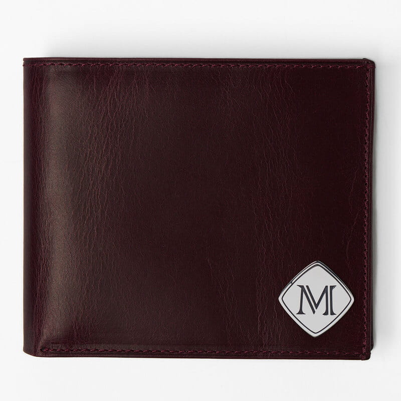 Gümüş Harf İşlemeli Vintage Deri Cüzdan