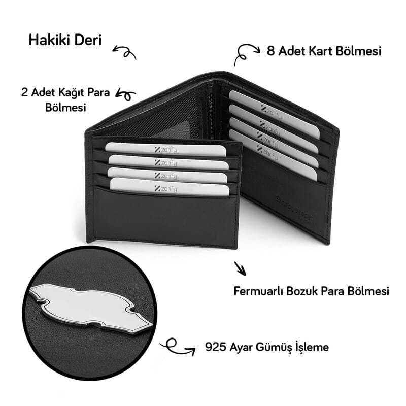 Gümüş Harfler & Tarih Yazılı Deri Cüzdan