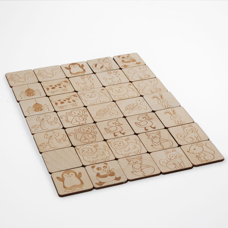 Hafıza Eğitimi Ahşap Sevimli Hayvanlar Eşleştirme Oyunu