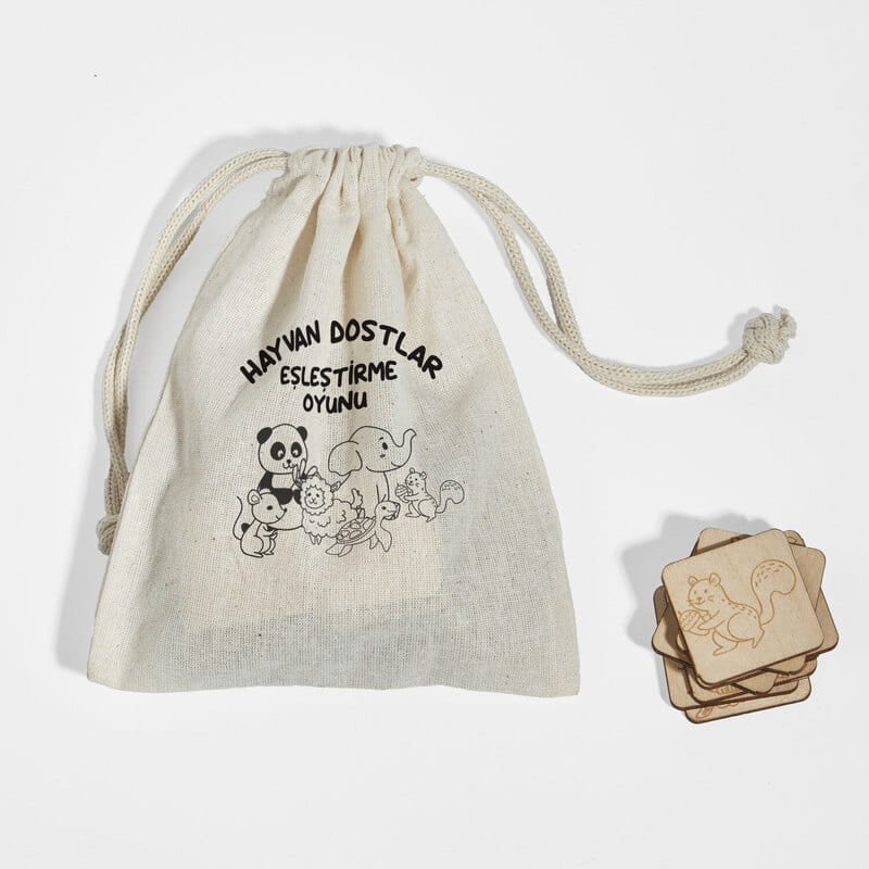 Hafıza Eğitimi Ahşap Sevimli Hayvanlar Eşleştirme Oyunu