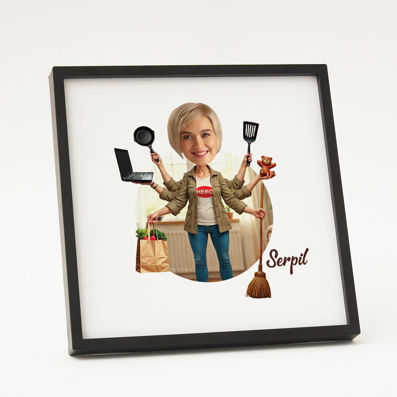 Her İşin Kahramanı Annem Karikatür Tasarım Çerçeve