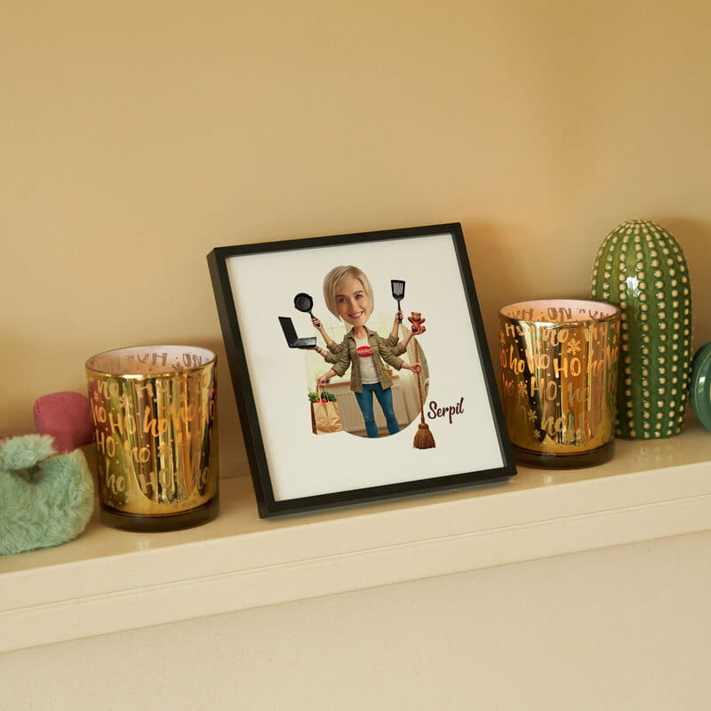 Her İşin Kahramanı Annem Karikatür Tasarım Çerçeve