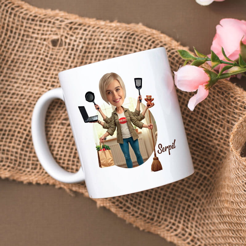 Her İşin Kahramanı Anneye Hediye Karikatür Kupa Bardak
