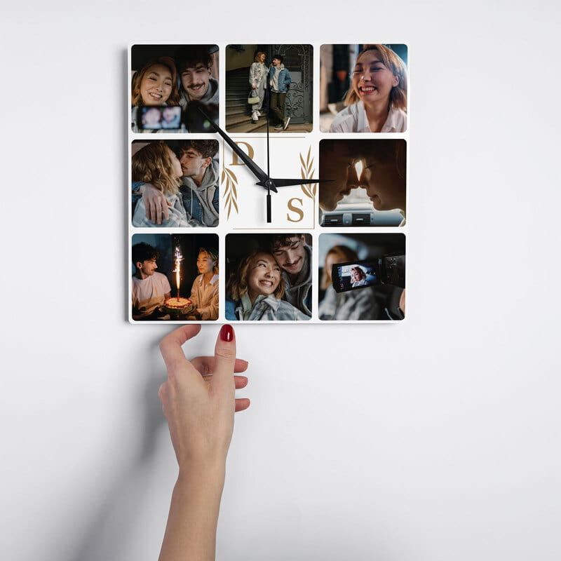 Her Saat Biz Kolaj Fotoğraflı Duvar Saati